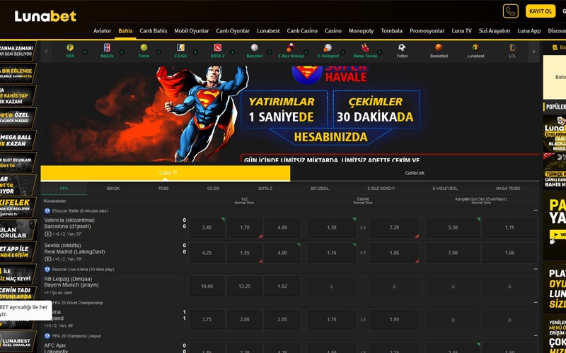 Lunabet TV, Beinsport Canlı İzle, Yüksek Oranlar